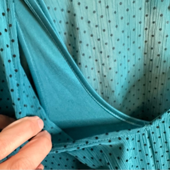 Torrid Ruffle Polka Dot Two Tone Dress Black Teal 1 - Picture 4 of 8